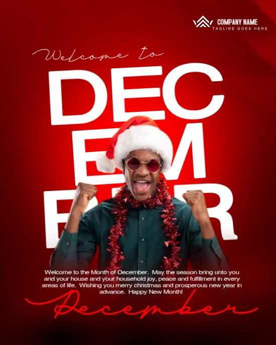 Red Modern & Minimal Welcome December Template  Instagram Portrait