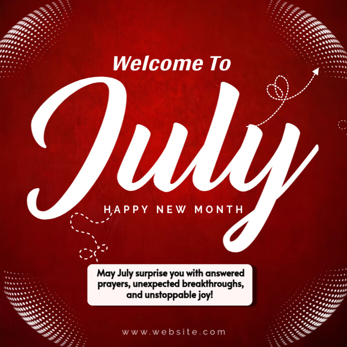 Red Modern & Minimal Welcome To July Square (1:1) Template | PosterMyWall
