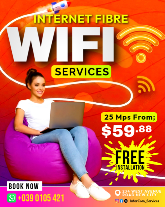 Copy of Red Modern & Minimal Wifi Internet providers wireless fibre ...