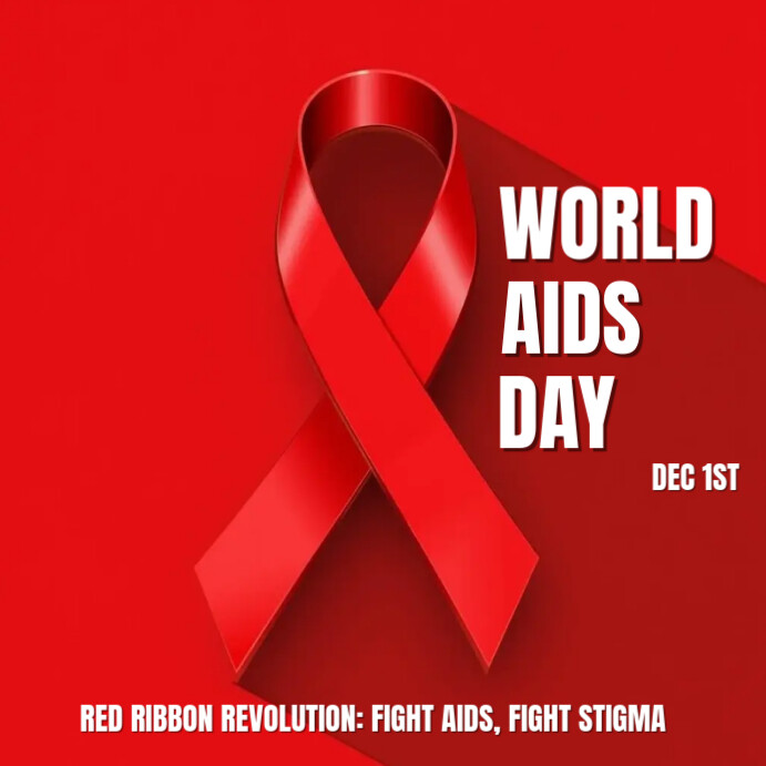 Copy of Red Modern & Minimal World Aids Day Red Ribbon Day Awareness