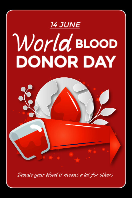 Red Modern & Minimal World Blood Donor Day  Poster Iphosta template