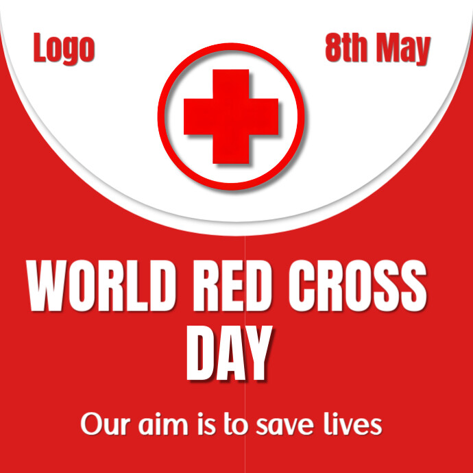 Red Modern & Minimal World Red Cross Day Logo template