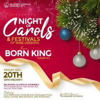 Red Modern & Minimal Xmas Carol Night Template  Instagram Post Instagram-bericht