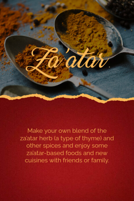 Atar Design Red Modern & Minimal Za'atar Day Poster Template | PosterMyWall