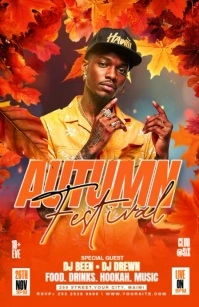 Red Modern & Minimal Autumn Festival Party Video Template Half Page Wide