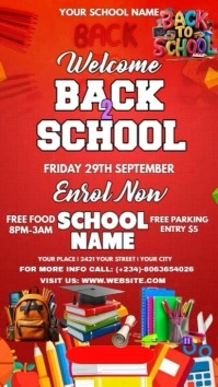 Red Modern & Minimal Back To School Template Instagram Story
