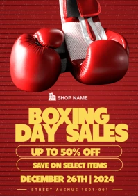 Red Modern & Minimal Boxing Day Flyers  A3 template