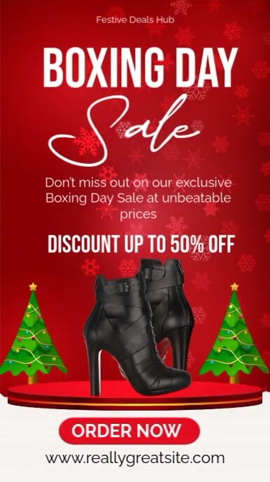Red Modern & Minimal Boxing Day Sale Instagram Story template