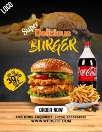 Red Modern & Minimal Burger Promo Template Flyer (us Letter)