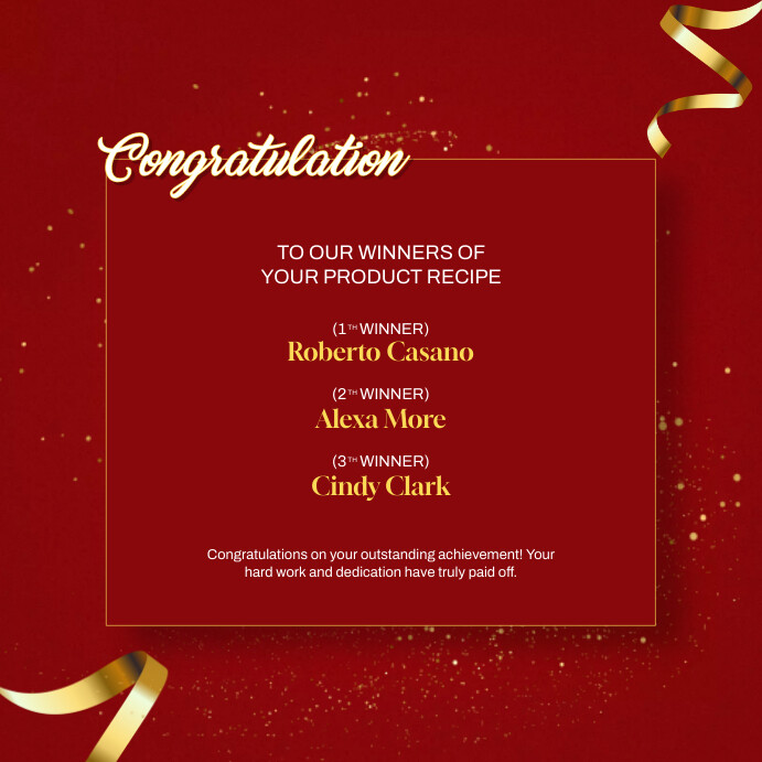 Red Modern & Minimal Congratulation  Instagra Instagram Post template