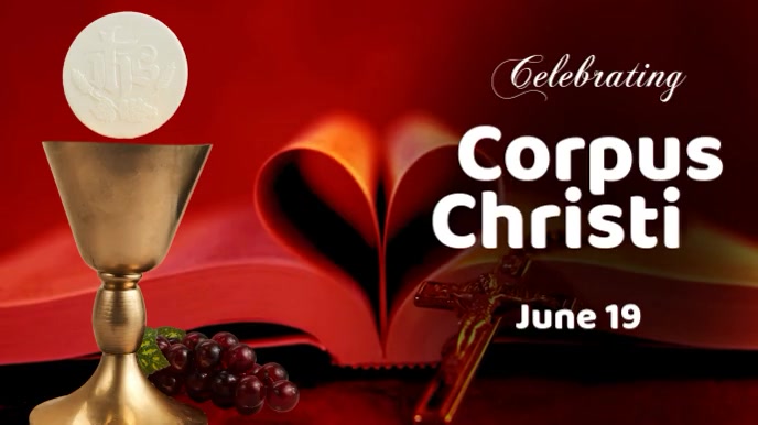 Red Modern & Minimal Corpus Christi Celebration  Digital Display (16:9) template