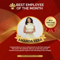 Red Modern & Minimal Employee Of The Month Award Square (1:1) template