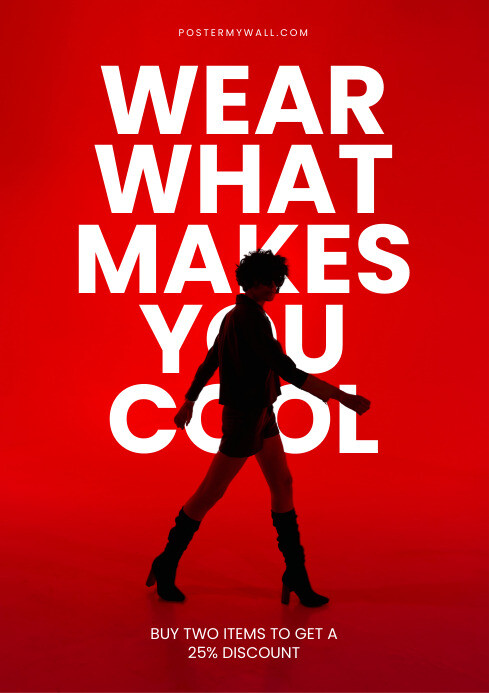 Red Modern & Minimal Fashion Promo A4 template