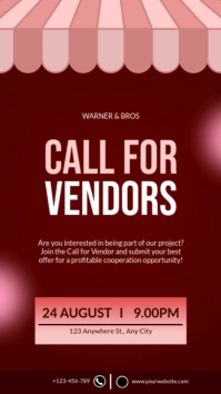 Red Modern & Minimal Flea Market Call For Vendors Instagram Story template