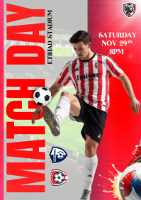 Red Modern & Minimal Football Match Day Schedule A4 template