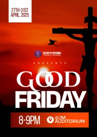 Red Modern & Minimal Good Friday Flyer  A5 template
