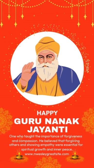 Red Modern & Minimal Guru Nanak Jayanti Digital Display (9:16) template