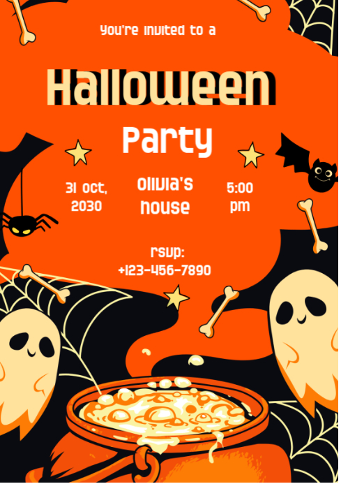 Modèle Red Modern & Minimal Halloween Party 2025 A4 | PosterMyWall