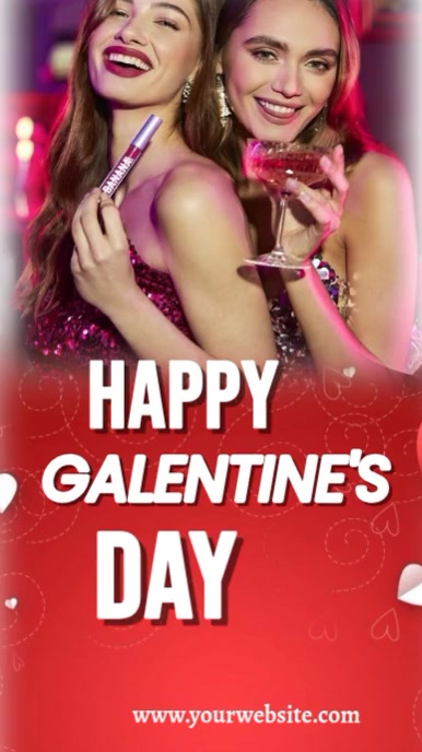 Red Modern & Minimal Happy Galentine’s Day: Feminine & Chic Galentine’s Day Social Media Post Instag Instagram Reel template