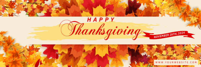 Red Modern & Minimal Happy Thanksgiving Tajuk Twitter Nagłówek na Twittera template