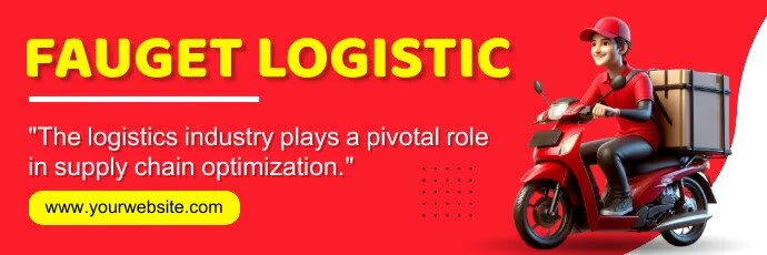 Red Modern & Minimal Logistic  Twitter Banner template