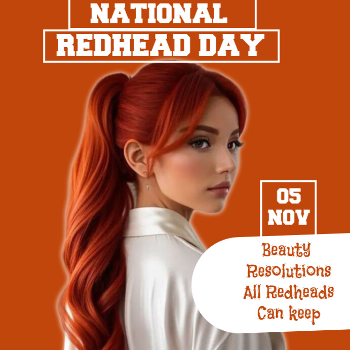 Red Modern & Minimal National Redhead Day Instagram Post template