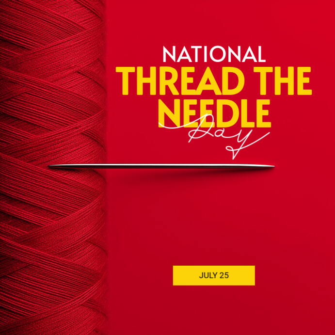 Red Modern & Minimal National Thread The Needle Day Instagram Post template