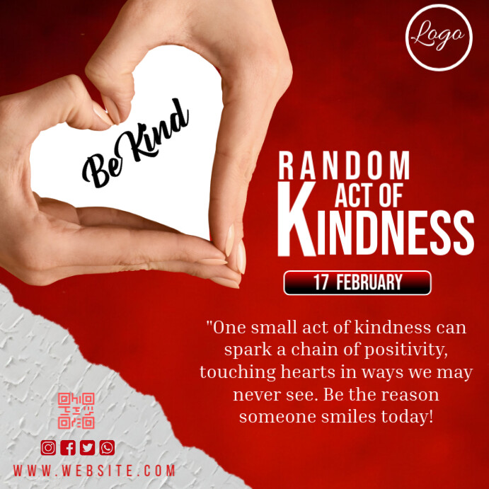 Red Modern & Minimal Random Act Of Kindness Day Instagram Post template