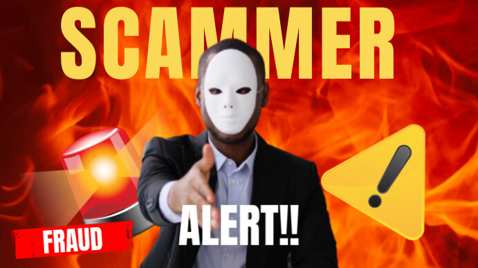 Red Modern & Minimal Scammer Alert Banner  Digital Display (16:9) template