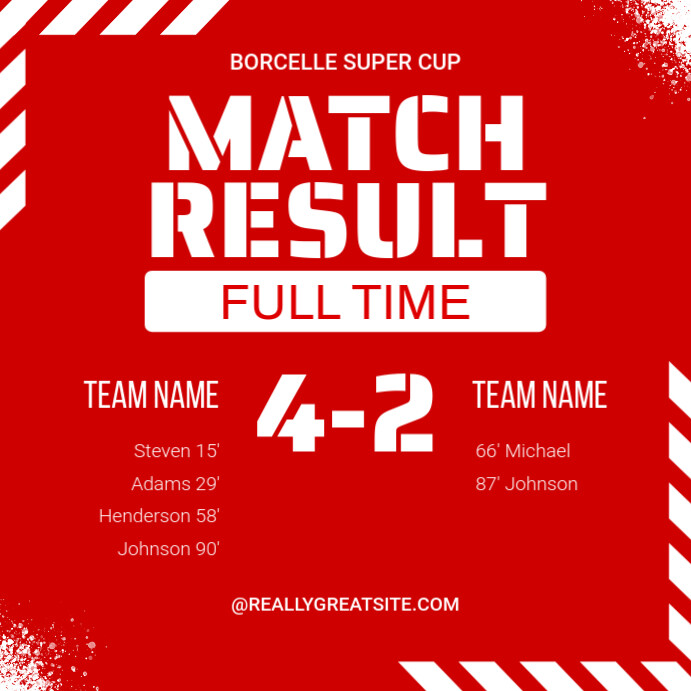 Red Modern & Minimal Soccer Match Result Instagram Post template