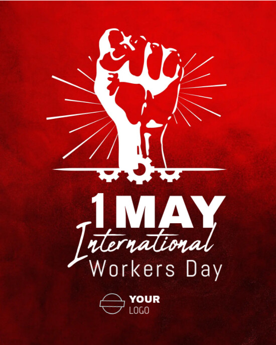 Red Modern & Minimal Workers Day Instagram Portrait template