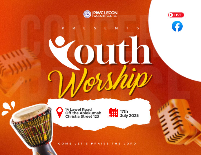 Red Modern & Minimal Youth Worship  Flyer (us Letter) template