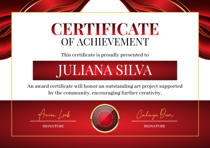 Red Modern Certificate or Achievement A4 template