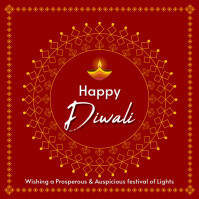 Red Modern Diwali Deepavali Greetings Instagram Post template