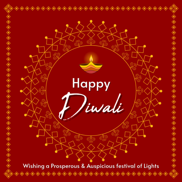 Red Modern Diwali Deepavali Greetings Message Instagram template