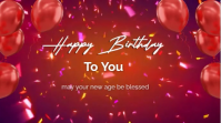 Red Modern Happy Birthday Video Digital na Display (16:9) template