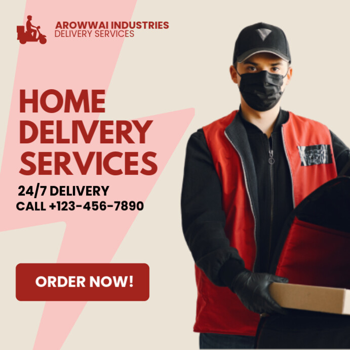 Copy of Red Modern Home Delivery Services Instagram Post | PosterMyWall