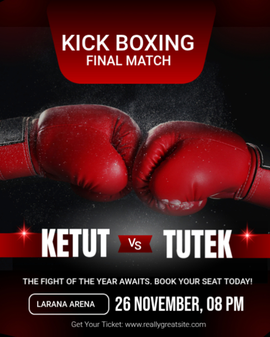 Red Modern Kick Boxing Match Instagram Post Template | PosterMyWall