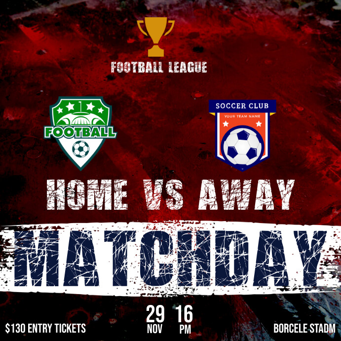 Red Modern Matchday Template PosterMyWall Red Modern Matchday Template PosterMyWall