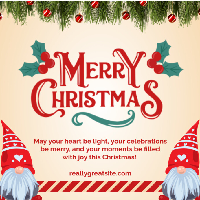 Red Modern merry christmas card Template | PosterMyWall
