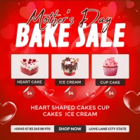 Red Mother’s Day Bake Sale Flyer Square (1:1) template