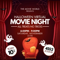 Red Movie Night Invite Halloween Post Instagram template
