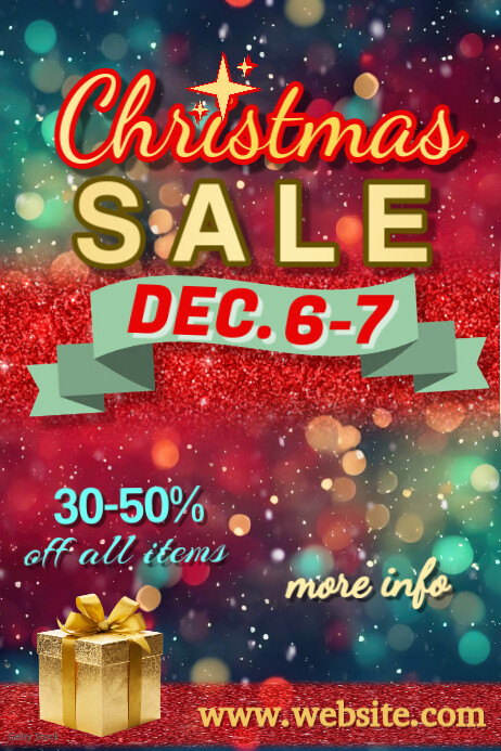 Red Multi Color Bubbles Maximalist Christmas Sale Poster template