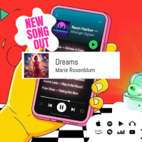 Red Music Release Square Video Cuadrado (1:1) template