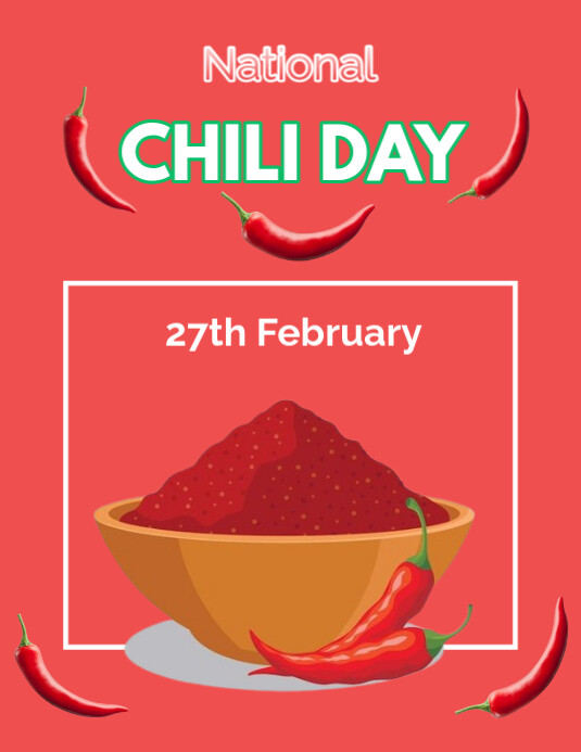 Red National Chili Day Template Design  Flyer (us Letter)
