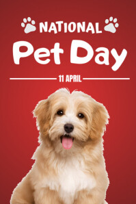 Red Red  National Pet Day Poster Poster Template