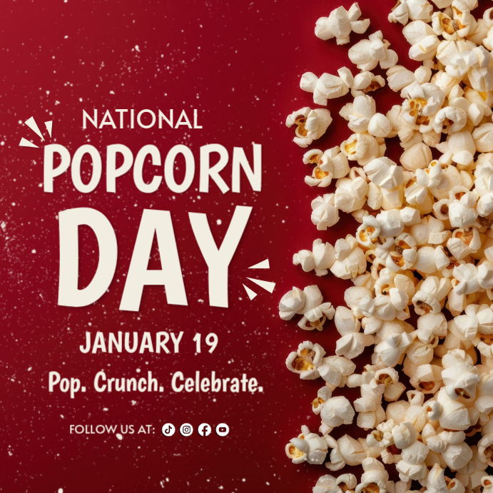 Red National Popcorn Day Instagram Post Template | PosterMyWall