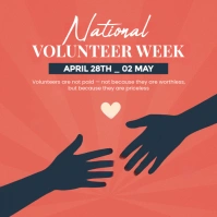 Red National Volunteer Week Poster Square (1:1) template