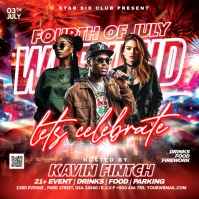 Red Neon 4th Of July Weekend Party Invitation Instagram Post Iphosti le-Instagram template