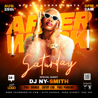 Red Neon After Work Party Instagram Post template